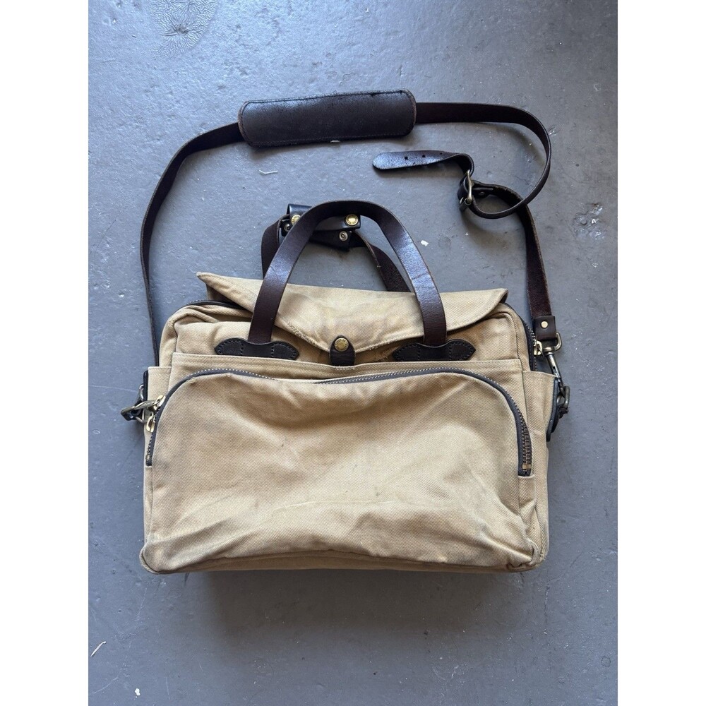 Filson 258 Padded Computer Briefcase Rugged Twill Tan Patina